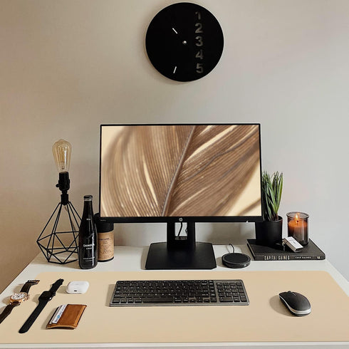 Leather Desk Pad, Large Mouse Pad, Non-Slip Desk Blotter, Waterproof Desk Mat for Home Office and Decor - Beige