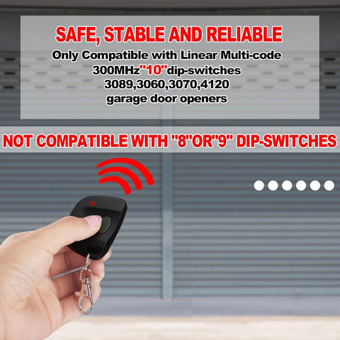 Kingdder 3 Pieces Garage Door Remote, Compatible for Multicode 300mhz 10 Dip Switch 3089 3060 3070 Gate Opener with