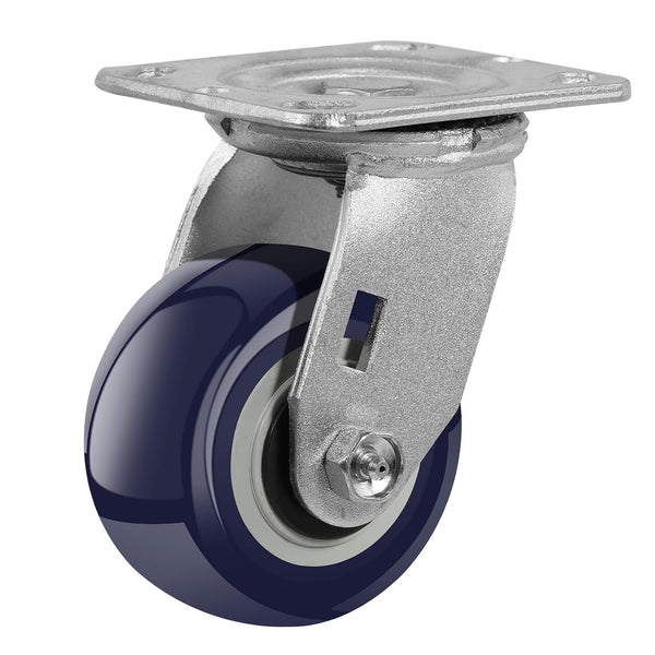 4 Inch Heavy Duty Industrial Casters, Polyurethane on Polyolefin, Loading Capacity up to 600 LB