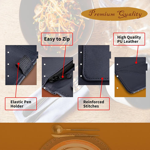 Server Books for Waitress Waiter with Zipper Pocket, Fox Forest Cute Server Book for Men & Women, Restaurant Server