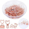 Whaline 80Pcs Cat Shaped Metal Binder Clips, Acrylic Crystal Box, 3 Design Rose Gold Cute Paper Clips for Gifts