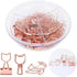 Whaline 80Pcs Cat Shaped Metal Binder Clips, Acrylic Crystal Box, 3 Design Rose Gold Cute Paper Clips for Gifts