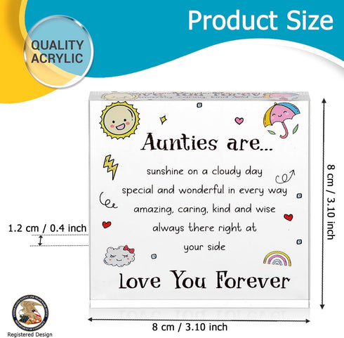 VELENTI - Cute Auntie Birthday Gifts - Elegant Decorative Acrylic Gifts for Auntie - Engraved Symbol Sculpture