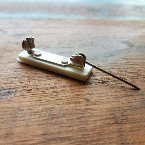 Bulk 50 Pack Premium Safety Bar Pins with Adhesive Sticky Back & Metal Locking Clasp for ID Badges