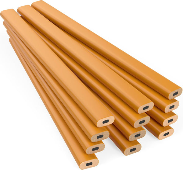 GRAPHITE Hard Lead Carpenter Pencils Bulk, Pack of 12 #2 (HB) Yellow Wooden Pencils