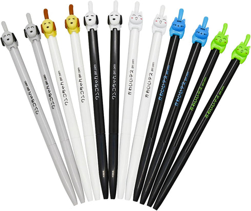 Maydahui 30 Pcs Cute Cat Dog Tail Clicker Retractable Pens, Japanese Rollerball Pens for Cat Lovers, School Supplies