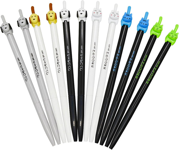 Maydahui 30 Pcs Cute Cat Dog Tail Clicker Retractable Pens, Japanese Rollerball Pens for Cat Lovers, School Supplies