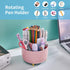 Marbrasse Desk Organizer, 360-Degree Rotating Pen Holder with 5 Compartments for Office Home Accessories (Pink)