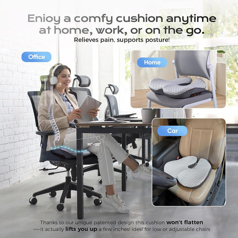 KWYBOW Tailbone Seat Cushion for Pain Relief X-Large,Ergonomic Office Chair Cushions for Butt Hip Lower Back & Sciatica