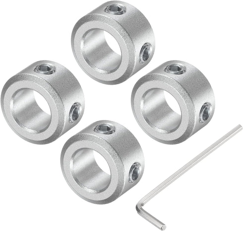 uxcell Set Screw Shaft Collar for 8mm Shaft, 4pcs Clamping Collars, Aluminum Alloy with M4 Set Screws & Wrench