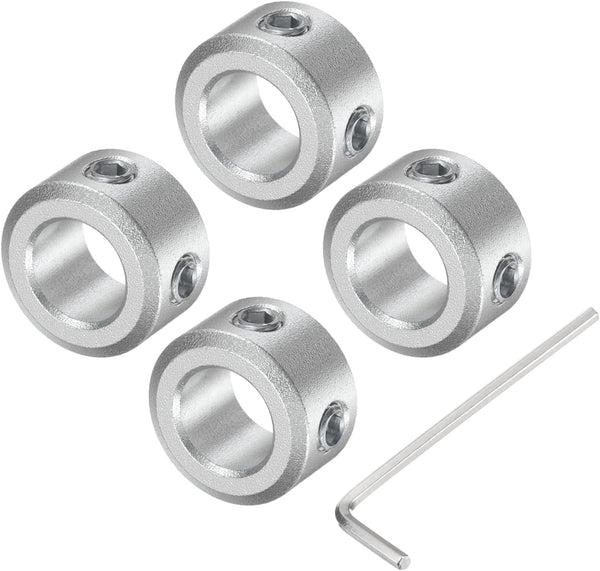 uxcell Set Screw Shaft Collar for 8mm Shaft, 4pcs Clamping Collars, Aluminum Alloy with M4 Set Screws & Wrench