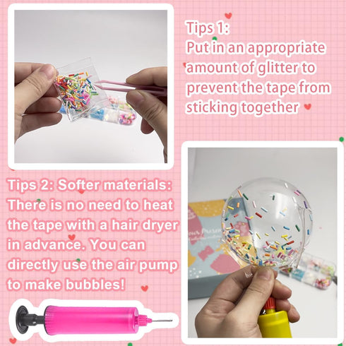 YIXIPAZH (2 Nano Tape Bubble Kit Bubble Tape Nano Tape Kit, Bloonies Blow Plastic Bubbles Balloonies DIY Squishy