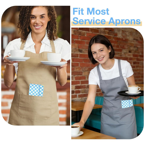 Server Book for Waitresses, Leather with Zipper Pocket, Retro Checkerboard Design Guest Check Holder Organizer