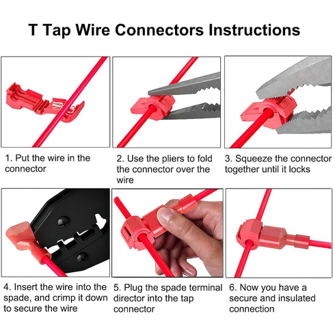 MuHize T-Tap Connectors Kit - 150 Pcs, 22-18 AWG Quick Splice Terminals with Male Spade Disconnects, Water-Resistant