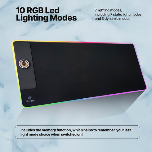 Generic 15W, 900x400x4MM, Wireless Charging RGB Gaming Mouse Pad LED Mouse Pad Light Modes Extra Large Mousepad