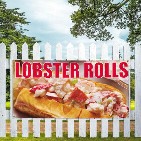 Sign Destination #1 24inx60in, 4 Grommets, Vinyl Banner Sign Lobster Rolls Style A Lobster Roll Marketing Advertising
