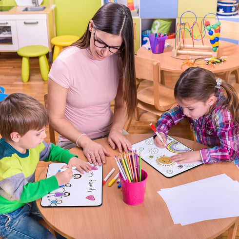 Small Double Sided White Dry Erase Board, 14x11 Inch Mini Board with 8 Markers for Students, Office, Kitchen