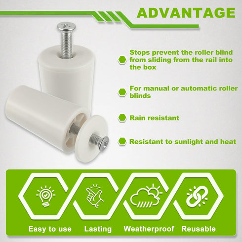 EPLZON 40mm (Pack 10pcs) White Roller Shutter Stop for Roller Blind & Blinds Including Washers and Screws