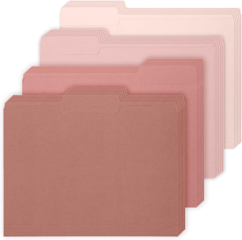 Whaline 24 Pack Dusty Pink File Folders, Letter Size, 4 Colors Gradient Pink with 1/3 Cut Tab