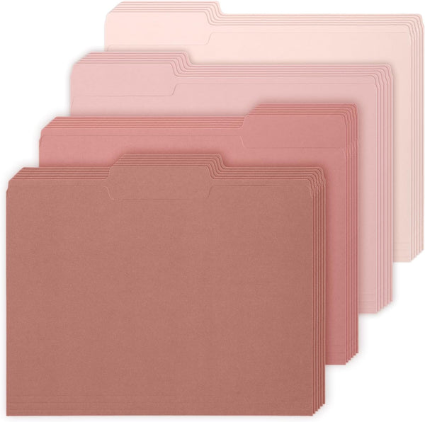 Whaline 24 Pack Dusty Pink File Folders, Letter Size, 4 Colors Gradient Pink with 1/3 Cut Tab