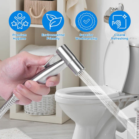 Handheld Bidet Sprayer for Toilet Stainless Steel Adjustable Pressure Bidet Sprayer Kit with Brass T-Valve Multipurpose