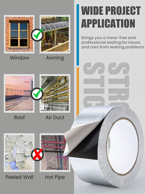 Lichamp Aluminum Butyl Tape, Waterproof Butyl Aluminum Foil Tape, 2 inches x 16.4ft for RV Repair