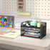 samstar 2 Pack 3 Tier Letter Tray Paper Organizer - Mesh Desk Organizer Paper Sorter File Rack Shelves, Black
