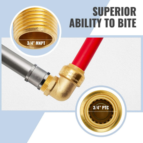 SUNGATOR 3/4 Inch Male Adapter Elbow, No Lead Brass Push-to-Connect Plumbing Fittings with Disconnect Clip, Pack of 3