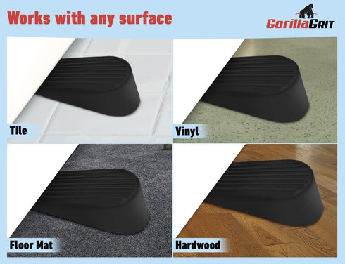 Extra Large Heavy Duty Rubber Door Stoppers, Jumbo Flexible Door Holder, Black 4 Pack Non Marking