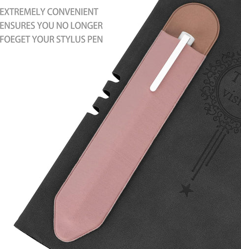 JANKOW Pen, Pencil Holder Sticker for Notebooks, Elastic Pocket Pouch for Stylus Pens - 6Pcs (3 x Black, 3 x Pink)
