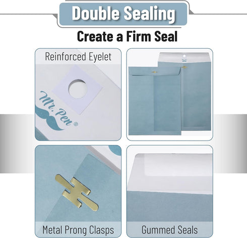 Mr. Pen- Clasp Envelopes, 18 Pack, 9" x 12", Blue Kraft Letter Size Document Envelopes with Closure