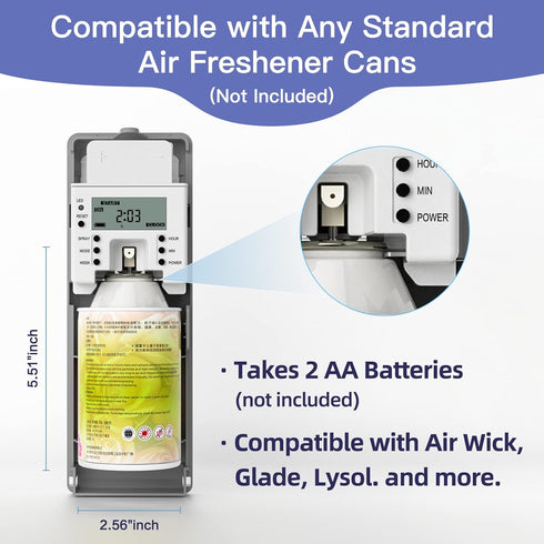 SVAVO Automatic LCD Fragrance Dispenser, Wall Mount/Free Standing, Programmable Aerosol Spray, Grey