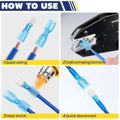 100pcs 22-10 haisstronica Heat Shrink Spade Connectors,AWG Quick Disconnect Wire Connectors-Female and Male Spade