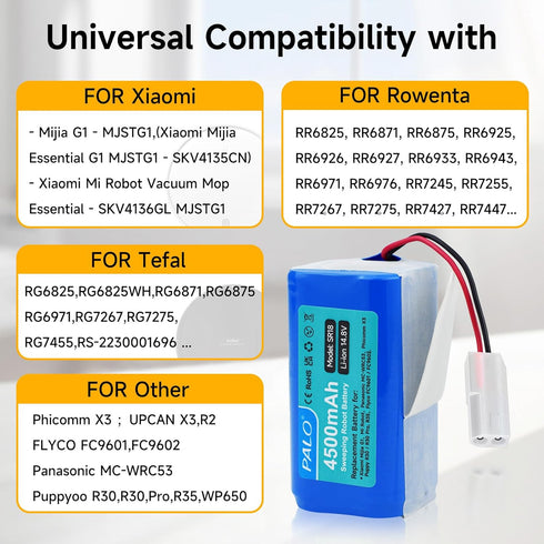 14.8V 4500mAh Li-ion Replacement Battery for Xiaomi MI G1, Mi Robot, and Other Models