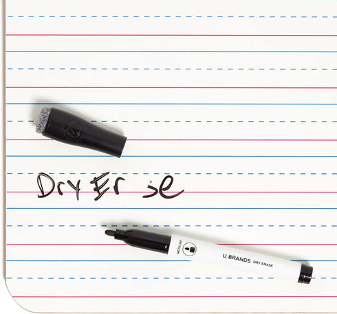 U Brands Dry Erase Lap Board, Double Sided, Ruled and Plain, 9 x 12 Inches, Includes Dry Erase Marker (484U06-24)