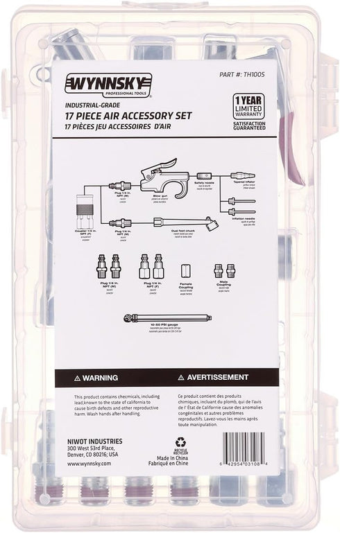 WYNNsky Air Tool and Compressor Accessory Kit: 1/4 Inch NPT 17 Piece Air Hose Fittings with Blow Gun