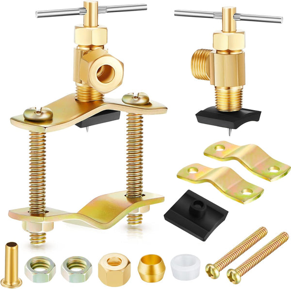 2 Pcs Brass Self Piercing Saddle Valve - Copper Self Tapping Valve for Water Pipe Supply