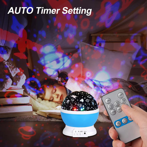 360 4 Bulbs 8 Christmas Baby Night Lights with Remote Control,Moon Projector Degree Rotation - LED Color Changing