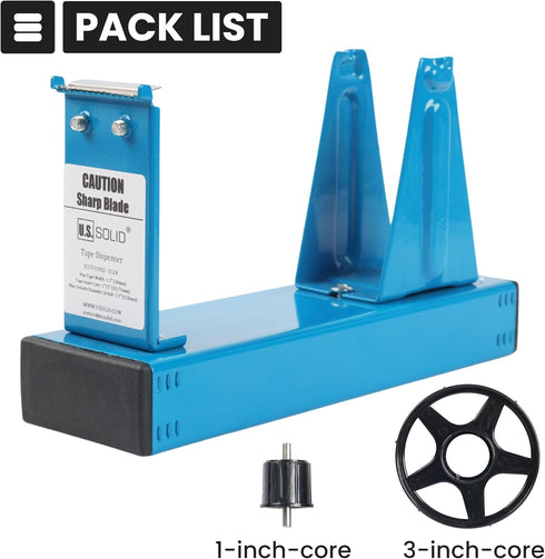 U.S. Solid Desktop Multi-Roll Tape Dispenser, 1.5 Inch Wide, 1 or 3 Inch Core, Iron, Blue