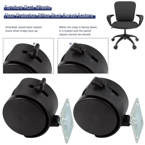 4 Pack 2 Inch Plastic Casters, Nylon Furniture Wheel Replacement with Brakes