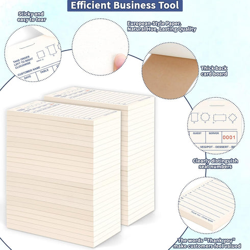 48 Pack 2400 3.5 6.75 Inch Server Note Pads Bulk Recycled Guest Check Pads, Total Sheets x Guest Checks Books