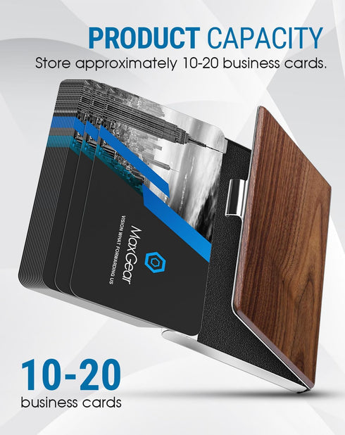 MaxGear Walnut Wood Business Card Holder, Professional Slim Card Case for Men & Women, Black