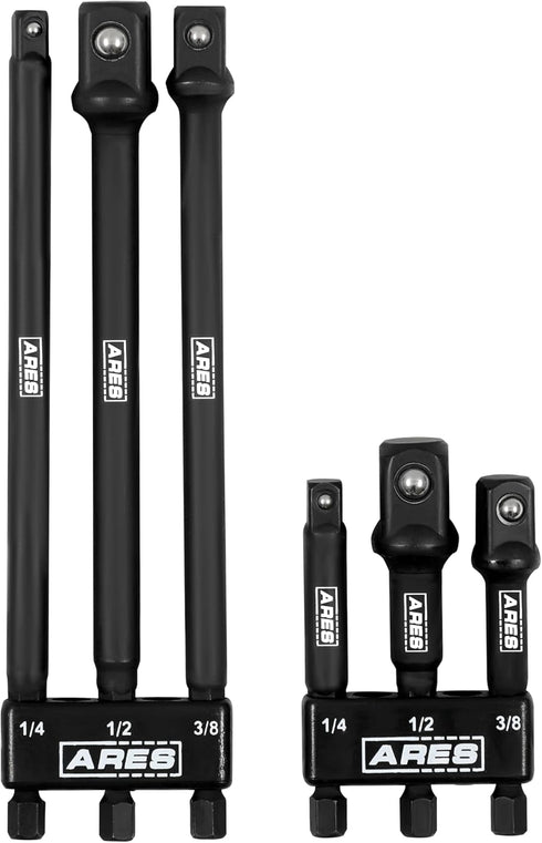 ARES 22025 6-Piece 3-Inch and 6-Inch Impact Grade Socket Adapter Set, Turns Impact Drill into High Speed Socket Driver