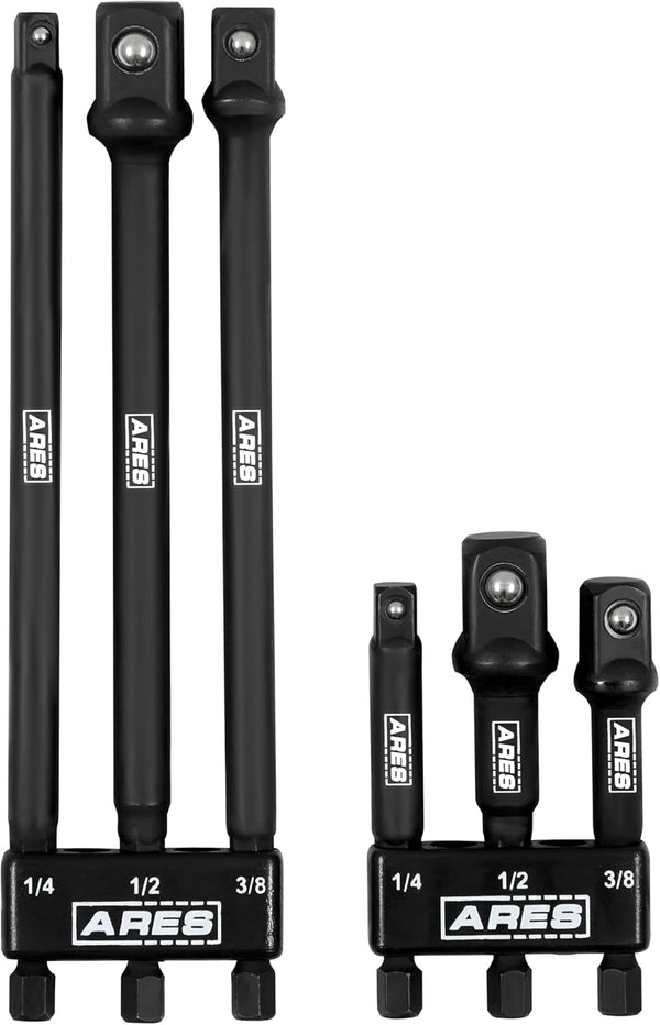 ARES 22025 6-Piece 3-Inch and 6-Inch Impact Grade Socket Adapter Set, Turns Impact Drill into High Speed Socket Driver