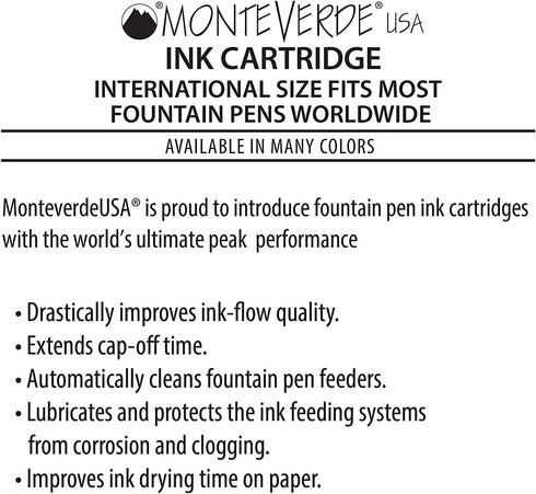 Monteverde International Size Cartridge, Pink - 6 per Pack, Fits Fountain Pens (G302PK)