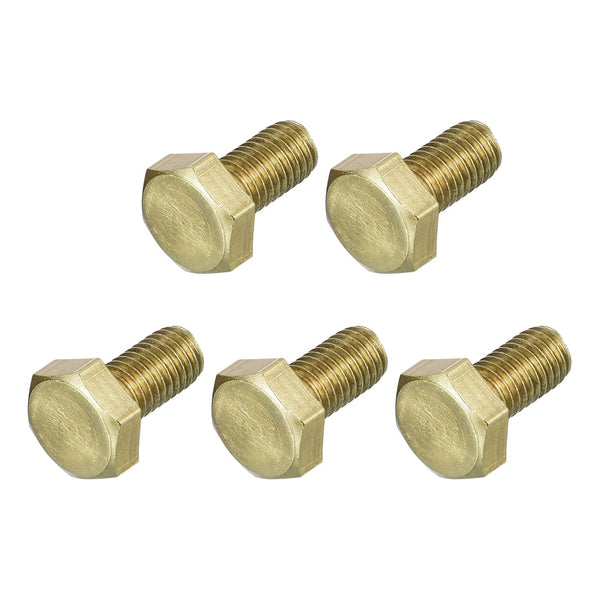 Hex Head Screw Bolt 5Pcs (M10-1.5x20mm), Brass Fully Threaded Solid Hex Bolts for Machinery Repair