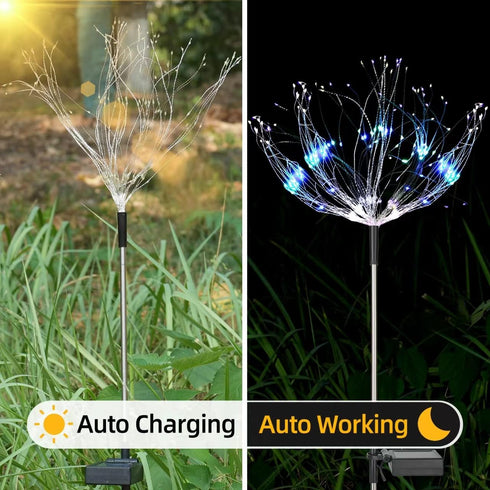 2PACK Solar Firework Lights, 150LEDs Waterproof with 8 Lighting Modes for Garden Decoration, Yard, Pathway, Christmas,