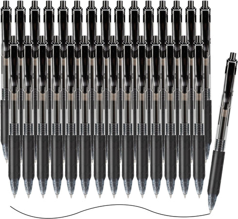 M&G Gel Pens, 0.5mm Black Medium Point, 30 PCS Retractable Gel Ink Rollerball Pens with Comfort Grip