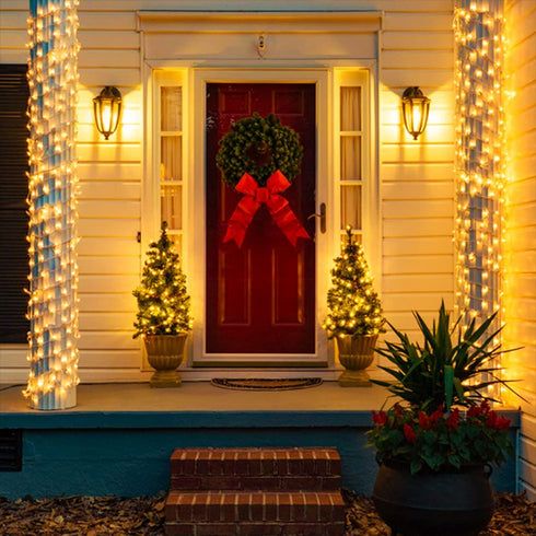 500 163ft 8 JMEXSUSS LED Warm White Christmas Lights Indoor Outdoor, Clear Wire Plug-in String Lights Bedroom, Modes