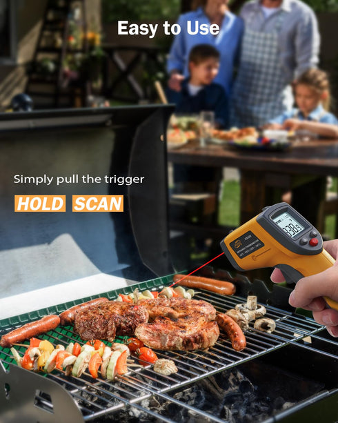 Infrared Thermometer: Digital Laser Non-Contact Surface Temperature Gun for Measuring Cooking Food, Pizza Oven, Grill